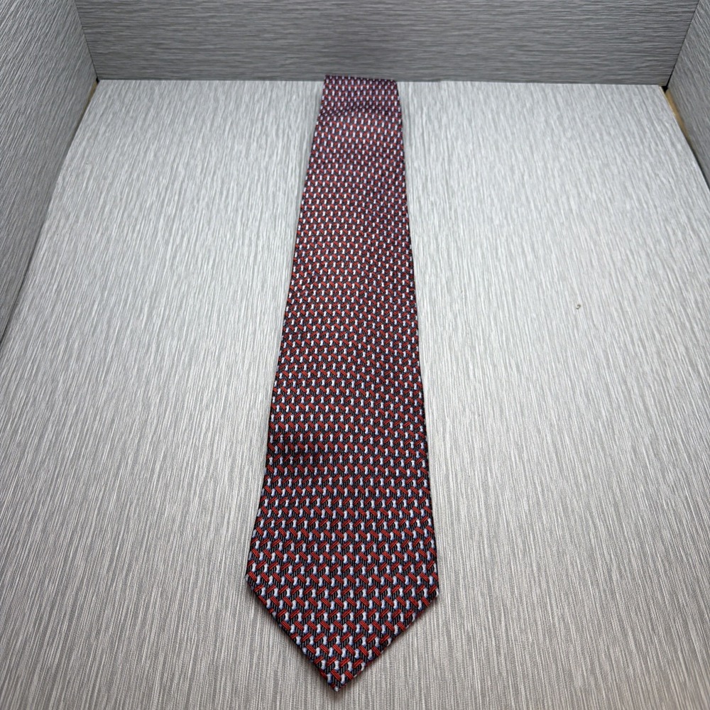 Ermenegildo Zegna Silk Tie Geometric Pattern Italy Designer Classic Mens‎